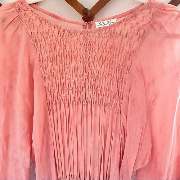 LoveShackFancy‎ Pink Noelle Boho Smocked Midi Dress Petite - Picture 7 of 9